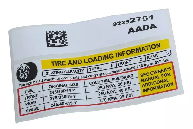 92252751 - Body: Tire Press Label for Chevrolet: SS Image