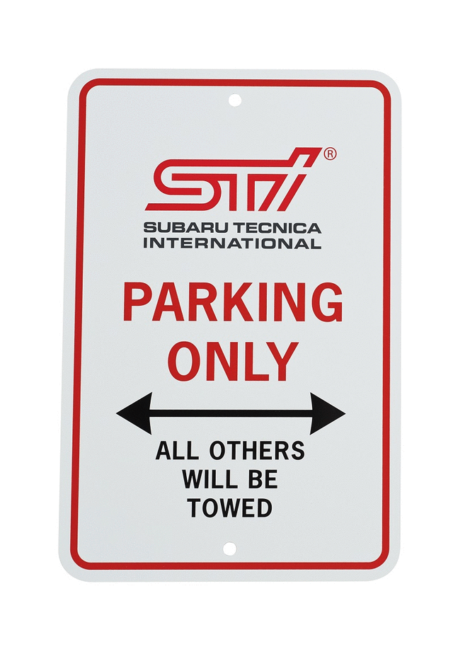 SOA342L149 - Miscellaneous: Parking Only Sign - Sti Logo for Subaru: BRZ, WRX Image