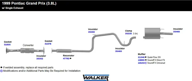 18102 - : SoundFX Universal Universal Exhaust Muffler 2" Inlet (ID) 2" Outlet (ID) for Walker Exhaust Image