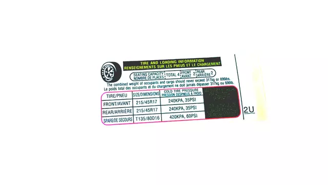 28181CA110 - : Tire Info Label for Subaru: BRZ Image