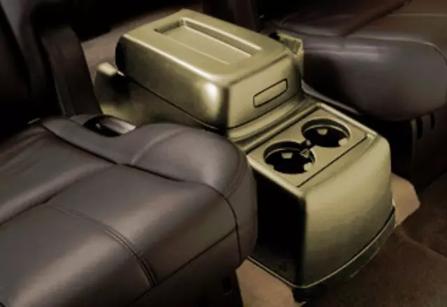22790666 - Interior: Rear Floor Console, 2nd Row With Bucket Seats for Cadillac: Escalade, Escalade ESV | Chevrolet: Suburban 1500, Suburban 2500 | GMC: Yukon, Yukon XL 1500, Yukon XL 2500 Image