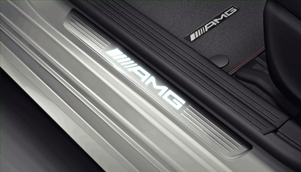 1766807300 - Exterior: Amg Door Sill Panels, White Illumination for Mercedes-Benz: CLA250, CLA45 AMG, GLA250, GLA45 AMG Image