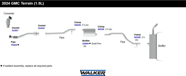 21690 - Exhaust: Quiet-Flow SS Direct Fit Exhaust Muffler 2.25" Inlet (OD) 2.25" Outlet (ID) for Walker Exhaust Image