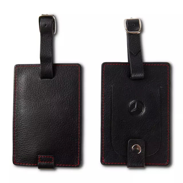 152068100 - : Mer Leather Luggage Tags 2pk Black for Mercedes-Benz Image