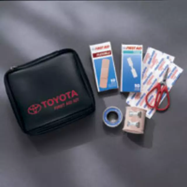 PT42003023 - Interior: First Aid Kit W/Toyota Logo for Toyota: 4Runner, 86, Avalon, C-HR, Camry, Celica, Corolla, Corolla iM, Echo, FJ Cruiser, GR Supra, Highlander, Land Cruiser, Matrix, Mirai, MR2 Spyder, Prius, Prius C, Prius Plug-In, Prius Prime, Prius V, RAV4, RAV4 Prime, Sequoia, Sienna, Solara, Tacoma, Tundra, Venza, Yaris, Yaris iA Image