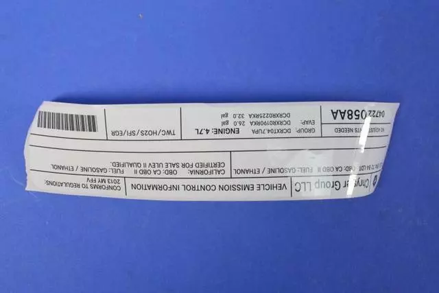 Emission Label - Mopar (04722058AA)