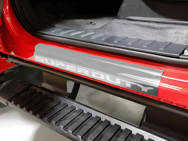 VPC3Z99132A08D - Exterior: Door Sill Plates 4Pc Kit - Stainless Steel for Ford: E-350 Super Duty, E-450 Super Duty, F-250 Super Duty, F-350 Super Duty, F-450 Super Duty, F-550 Super Duty Image