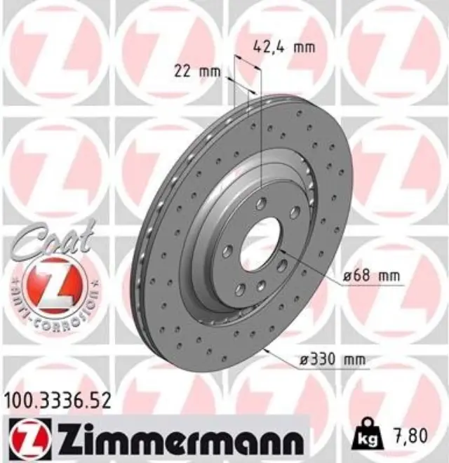 100333652 - : Zimmermann 100.3336.52 Disc Brake Rotor for ZIMMERMANN Image