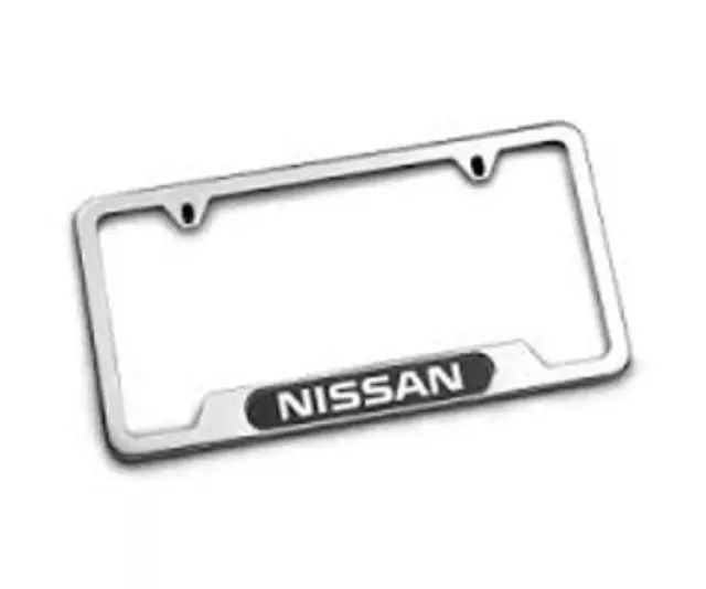 999MBSV000 - Exterior: License Plate Frame, Nissan Logo for Nissan: 200SX, 240SX, 300ZX, 370Z, Altima, Armada, Axxess, Cube, Frontier, GT-R, Juke, Kicks, LEAF, Maxima, Murano, NV1500, NV200, NV2500, NV3500, NX, Pathfinder, Pickup, Pulsar NX, Qashqai, Quest, Rogue, Rogue Sport, Sentra, Stanza, TITAN, TITAN XD, Versa, Versa Note, Xterra Image