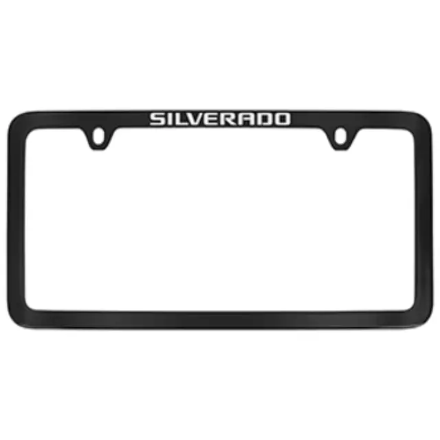 19368102 - Exterior: License Plate Frame, Silverado Logo for Chevrolet: Silverado 1500, Silverado 1500 LD, Silverado 1500 LTD, Silverado 2500 HD, Silverado 3500 HD Image