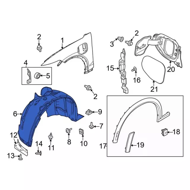 LJ8Z16103C - Body: Fender Liner for Ford: Mustang Mach-E Image