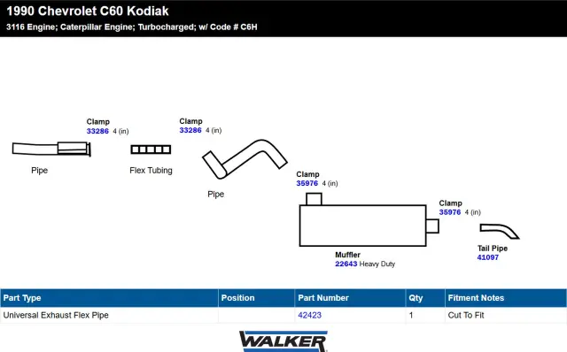 22643 - : Heavy Duty Direct Fit Exhaust Muffler 4" Inlet (ID) 4" Outlet (ID) for Walker Exhaust Image