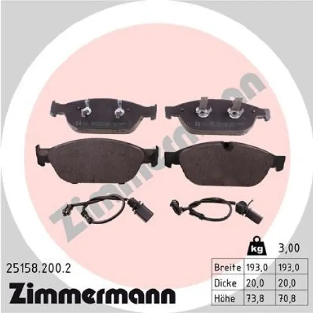 251582002 - Brakes &amp; Brake Parts: Zimmermann 25158.200.2 Disc Brake Pad Set for ZIMMERMANN Image