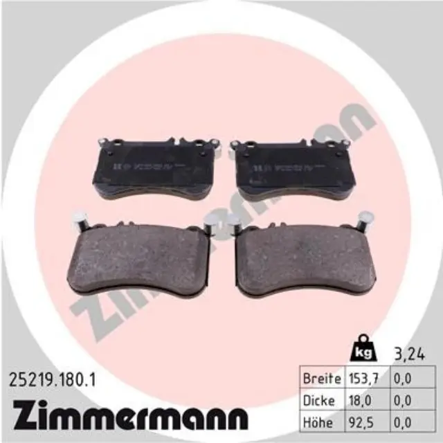 252191801 - : Zimmermann 25219.180.1 Disc Brake Pad Set for ZIMMERMANN Image