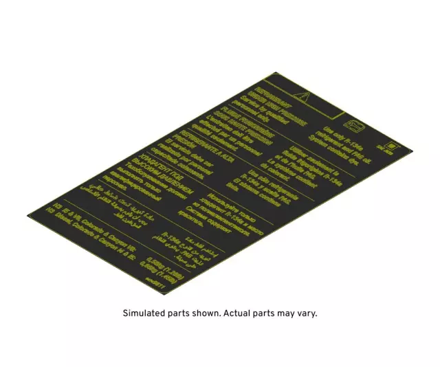 94749611 - : Air Conditioning Refrigerant Warning Label for Chevrolet: Colorado | GMC: Canyon Image