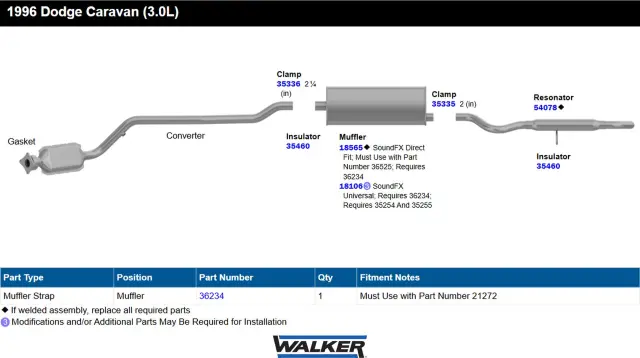 18565 - Exhaust: SoundFX Direct Fit Exhaust Muffler 2.25" Inlet (ID) 2" Outlet (ID) for Walker Exhaust Image