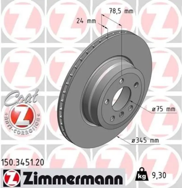 150345120 - : Zimmermann 150.3451.20 Disc Brake Rotor for ZIMMERMANN Image