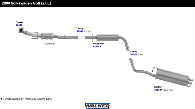 55672 - : Quiet-Flow Direct Fit Exhaust Muffler Assembly 2" Inlet (ID) 2.5" Outlet (OD) for Walker Exhaust Image