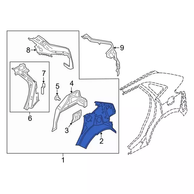 KT4Z5827865C - Body: Outer Wheelhouse for Ford: Edge Image
