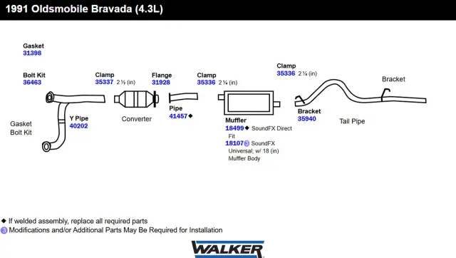 40202 - Exhaust: Exhaust Y Pipe 2.5" Outlet (OD) for Walker Exhaust Image