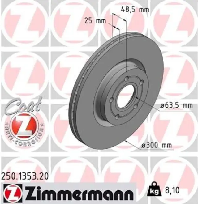 250135320 - : Zimmermann 250.1353.20 Disc Brake Rotor for ZIMMERMANN Image