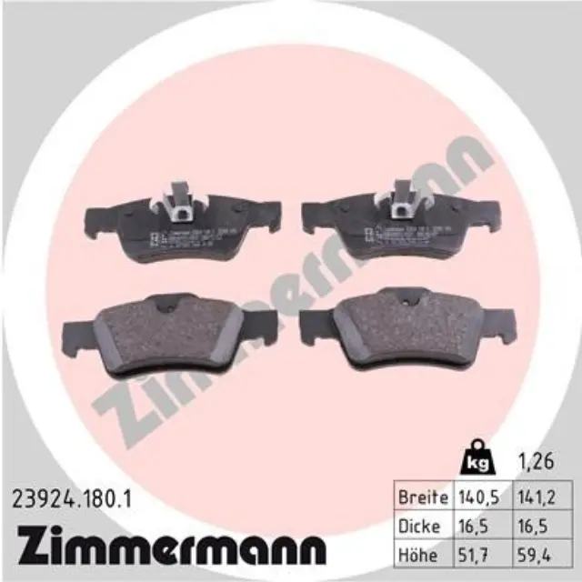 239241801 - : Zimmermann 23924.180.1 Disc Brake Pad Set for ZIMMERMANN Image