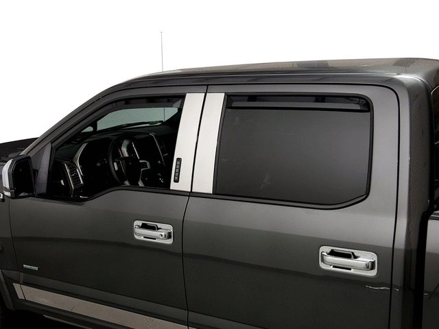 VML3Z18246F - Exterior: Side Window Deflectors 4 Pc Set, Smoke for Ford: E-350 Super Duty, E-450 Super Duty, F-150, F-250 Super Duty, F-350 Super Duty, F-450 Super Duty, F-550 Super Duty Image