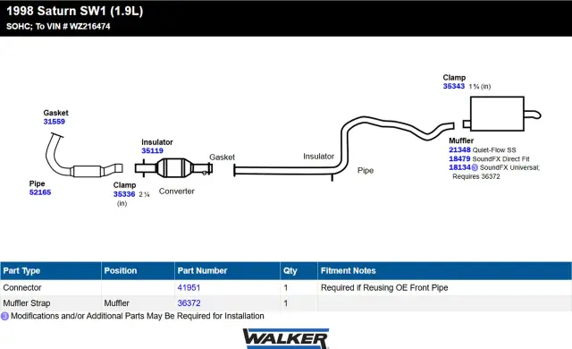 18134 - Exhaust: SoundFX Universal Universal Exhaust Muffler 1.75" Inlet (ID) 1.875" Outlet (OD) for Walker Exhaust Image