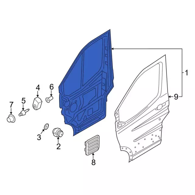 EK4Z6120124P - Body: Door Shell for Ford: E-Transit, Transit-150, Transit-250, Transit-350, Transit-350 HD Image