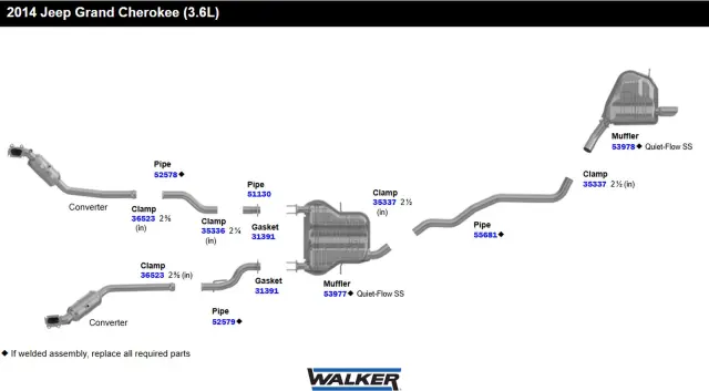 52578 - Exhaust: Exhaust Pipe 2.625" Inlet (ID) 2.25" Outlet (OD) for Walker Exhaust Image