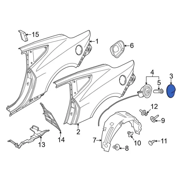 PR3Z63405A26B - Body: Fuel Door for Ford: Mustang Image