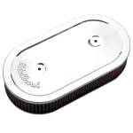 1236 - : Pro-Flo Chrome Oval Air Cleaner for Single 4-bbl Carb - 2.5" Cotton Element for Edelbrock Image