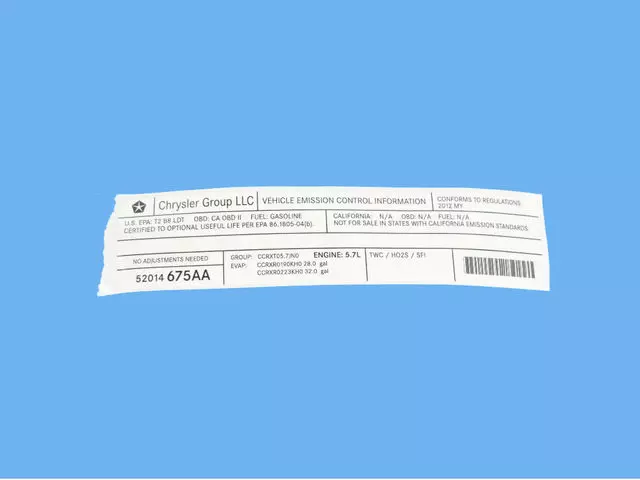 52014675AA - : Vehicle Emission Control Information Label for Mopar Image