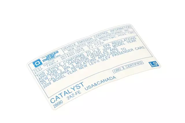 19185455 - Body: Emission Label for Pontiac: Vibe Image