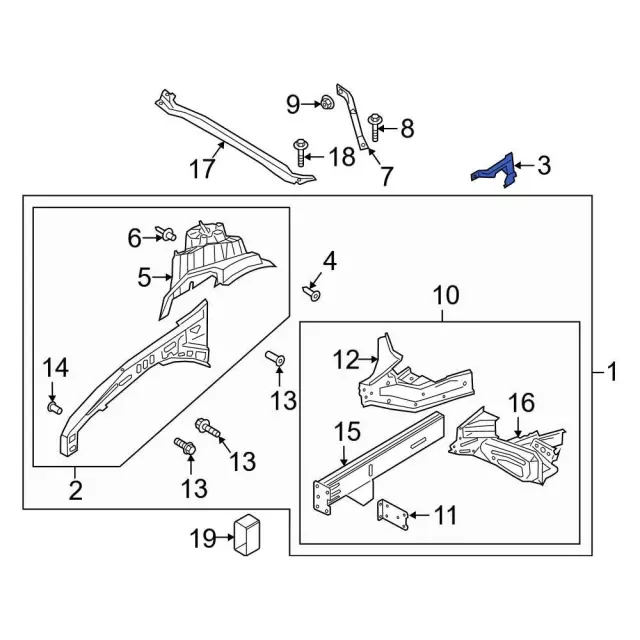 L1MZ16D119A - Body: Inner Brace for Ford: Explorer, Police Interceptor Utility Image