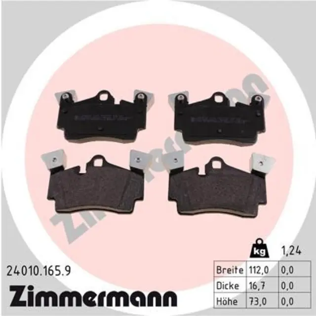 240101659 - : Zimmermann 24010.165.9 Disc Brake Pad Set for ZIMMERMANN Image