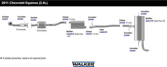 54853 - Exhaust: Exhaust Pipe 2.25" Inlet (OD) 2.25" Outlet (OD) for Walker Exhaust Image