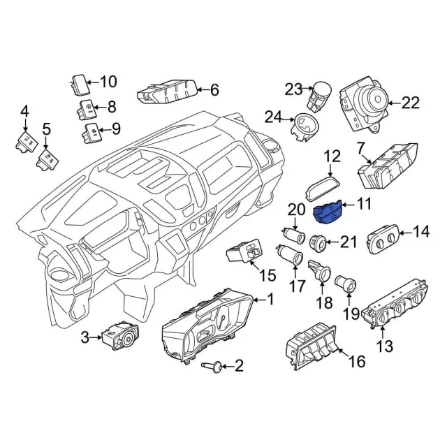 PZ3Z13350AA - Body: Hazard Switch for Ford: E-Transit, Transit-150, Transit-250, Transit-350, Transit-350 HD Image