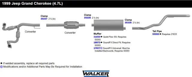 17827 - : SoundFX Universal Universal Exhaust Muffler 2.25" Inlet (ID) 2.25" Outlet (ID) for Walker Exhaust Image
