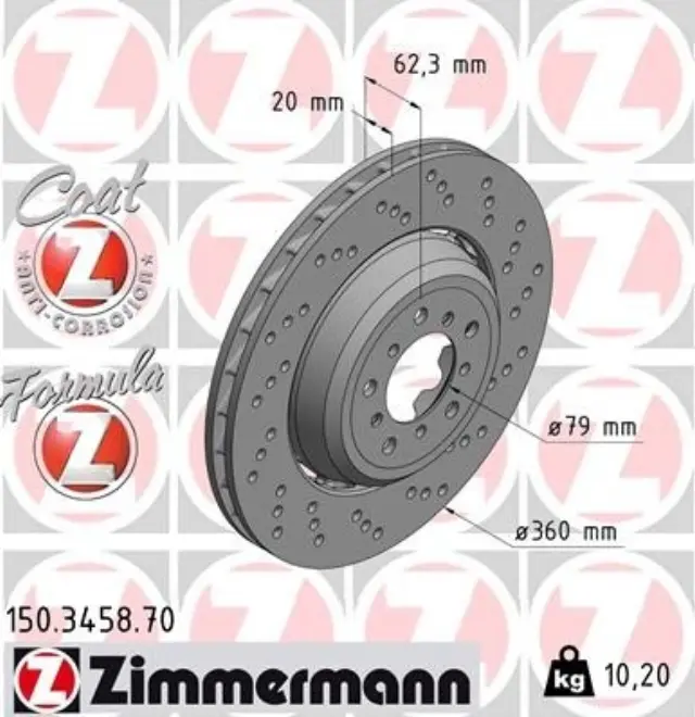 150345870 - : Zimmermann 150.3458.70 Disc Brake Rotor for ZIMMERMANN Image