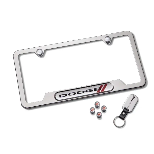82215856 - Exterior Accessories: License Plate Frame Gift Set for Dodge: Challenger, Charger, Durango, Grand Caravan, Hornet, Journey Image