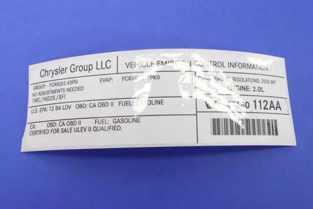 47480112AA - Body: Emission Label for Jeep: Compass Image