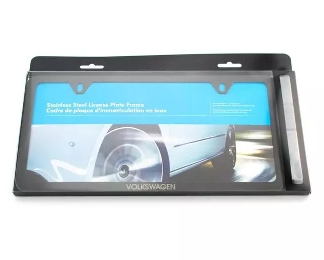 License Plate Frame - Slim With Logo - Black - Volkswagen (000-071-801-AB-041)