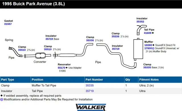 17800 - : SoundFX Universal Universal Exhaust Muffler 2.25" Inlet (ID) 2" Outlet (ID) for Walker Exhaust Image