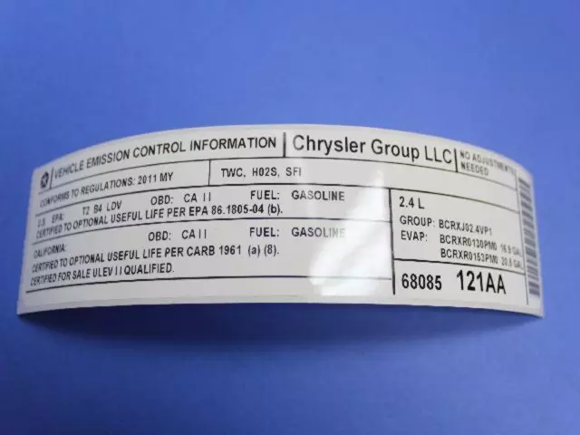 68085121AA - Labels: Vehicle Emission Control Information Label for Mopar Image