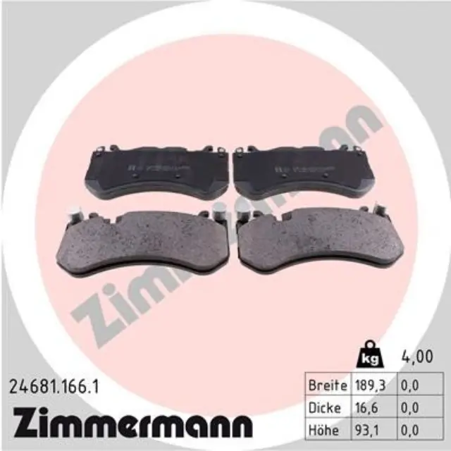 246811661 - Brakes &amp; Brake Parts: Zimmermann 24681.166.1 Disc Brake Pad Set for ZIMMERMANN Image
