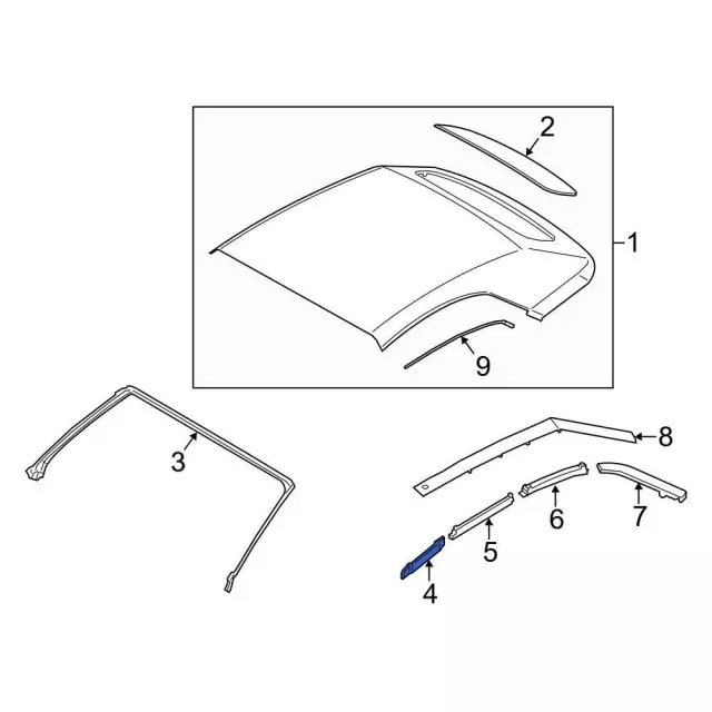 GR3Z7654752A - : Upper Weather-Strip for Ford: Mustang Image