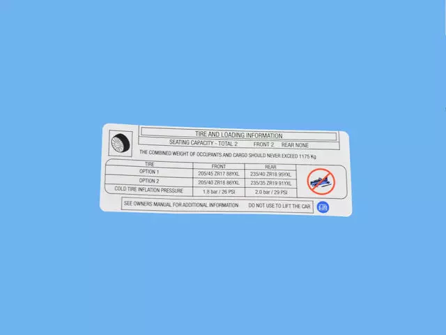 Tire Information Label - Alfa Romeo (68275083AA)