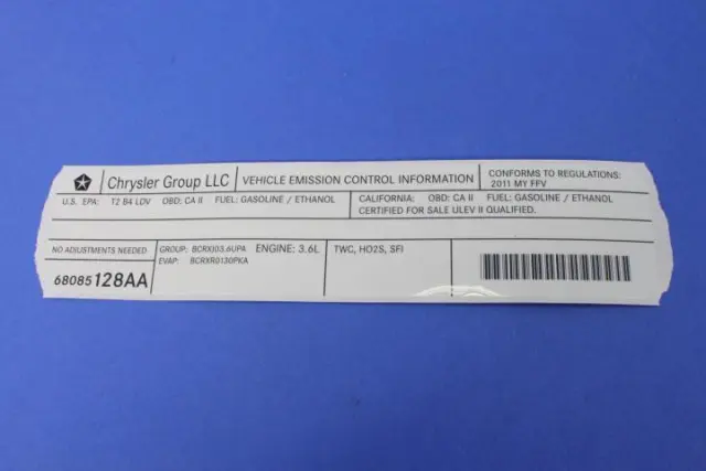 68085128AA - Labels: Vehicle Emission Control Information Label for Mopar Image