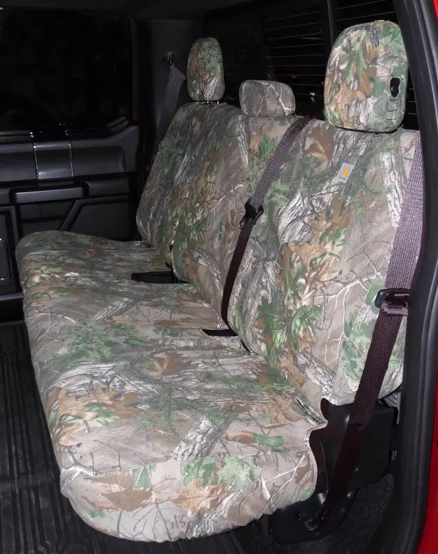 VGL3Z2663812C - : Seat Covers - Realtree Protective By Covercraft, Rear Row, 60/40, W/Armrest, For SuperCrew, Realtree Green for Ford: F-150 Image